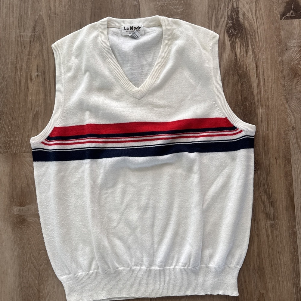 La Mode Active Sportswear Men's Sweater Best red And Blue Stripe Size Large